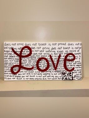 Love Never Fails Wall Art Canvas -Hand painted